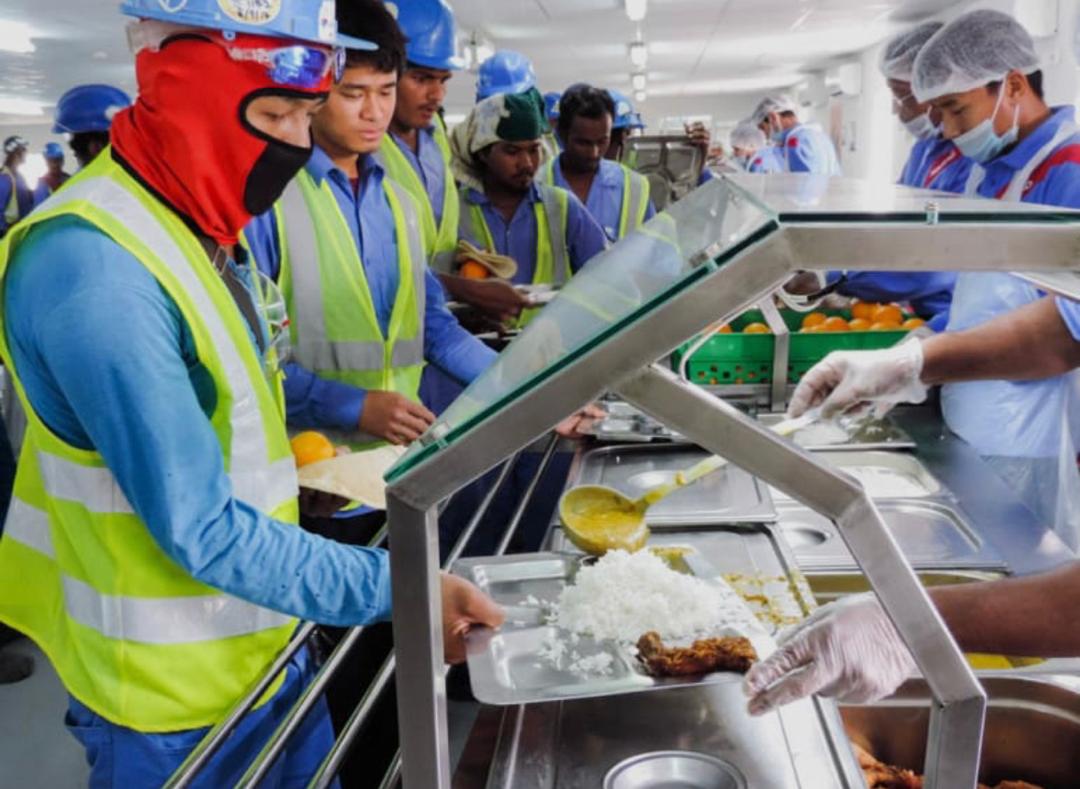 Catering kitchen prepared for staff meals